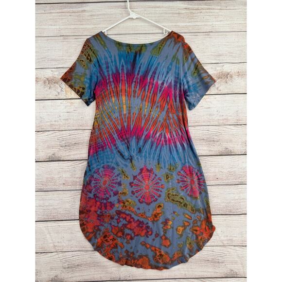 Kathmandu Imports Tie Dye T-Shirt Dress Women's Size Small Blue and Multicolor - Picture 2 of 11